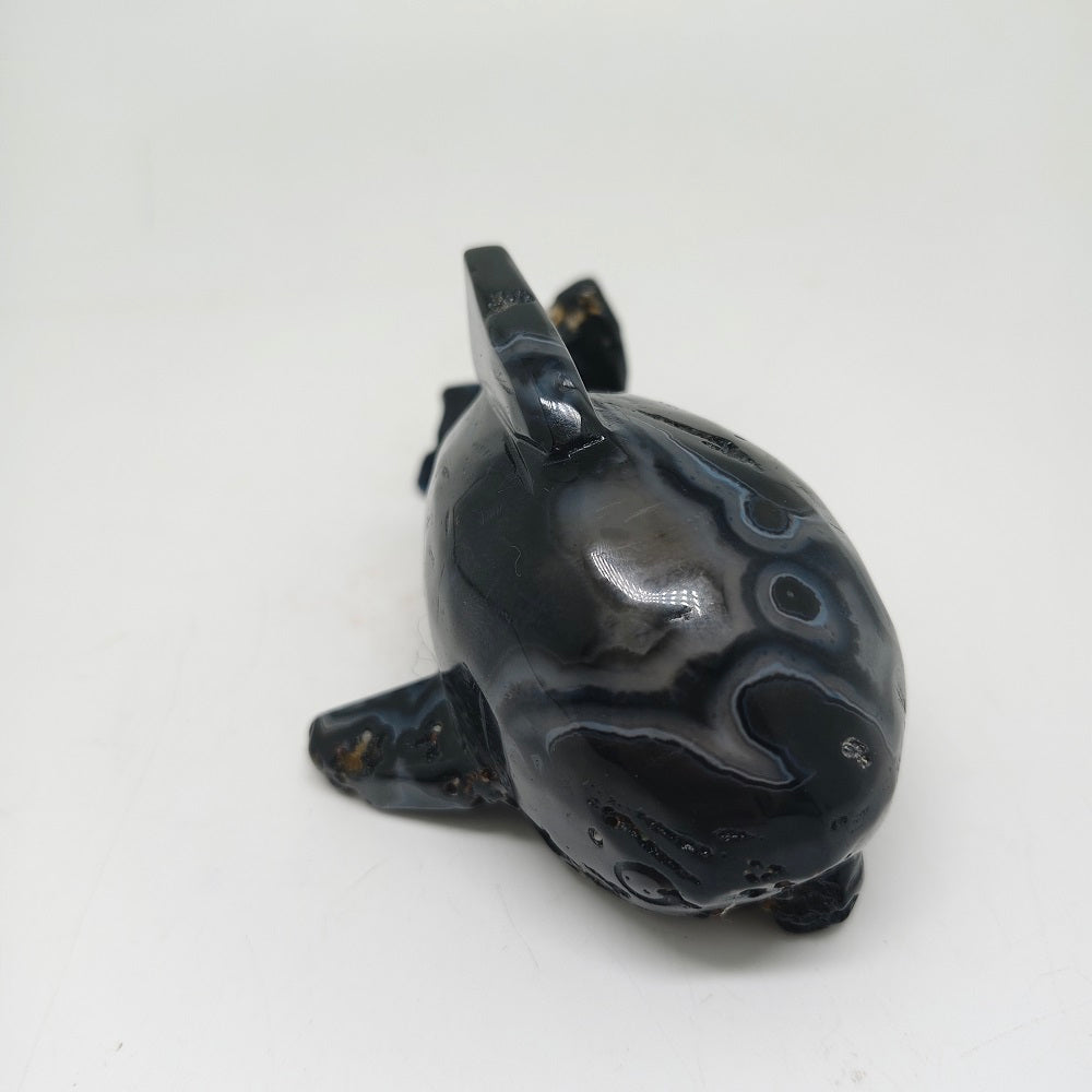 black agate whale carving ornaments healing  278.7g