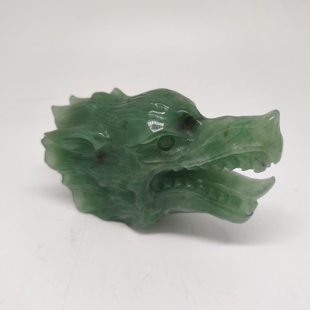 354.2g natural green aventurine dragon head carving ornaments healing