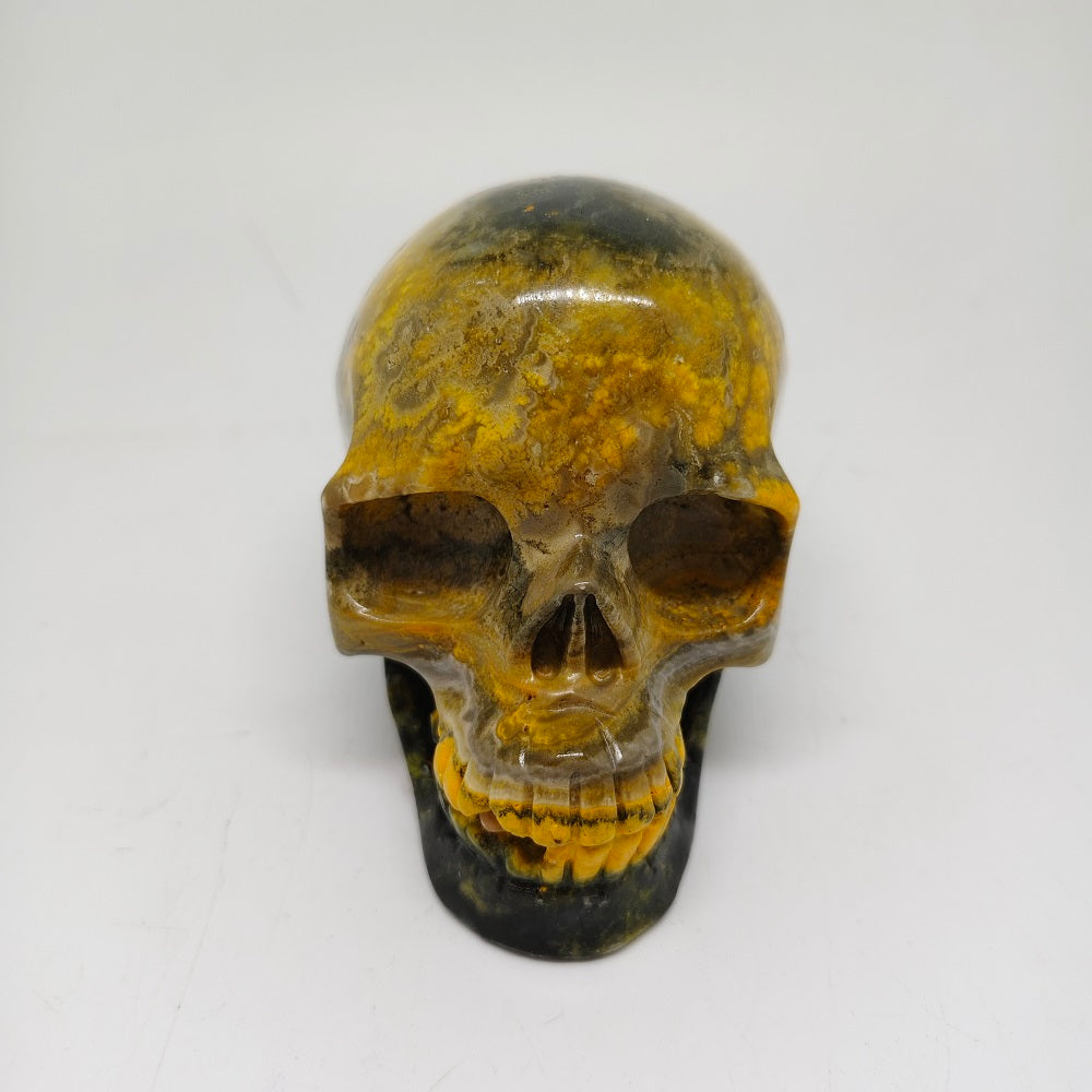bumble bee jasper skull carving ornaments healing 674g