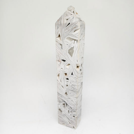595g natural Mexican white agate tower ornaments healing