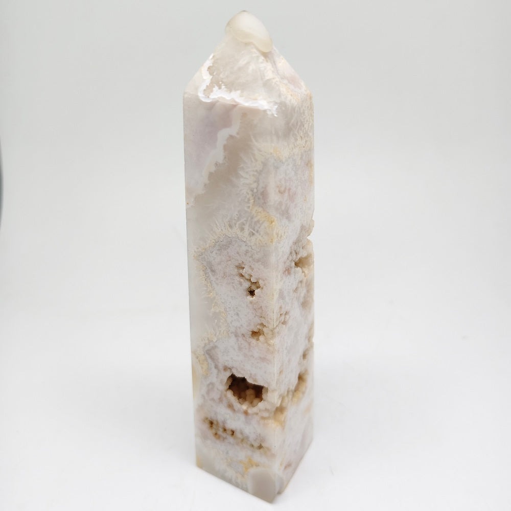 333g natural cherry blossom agate tower ornaments healing