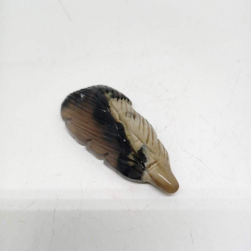 45.9g natural volcanic agate leaves carving ornaments healing