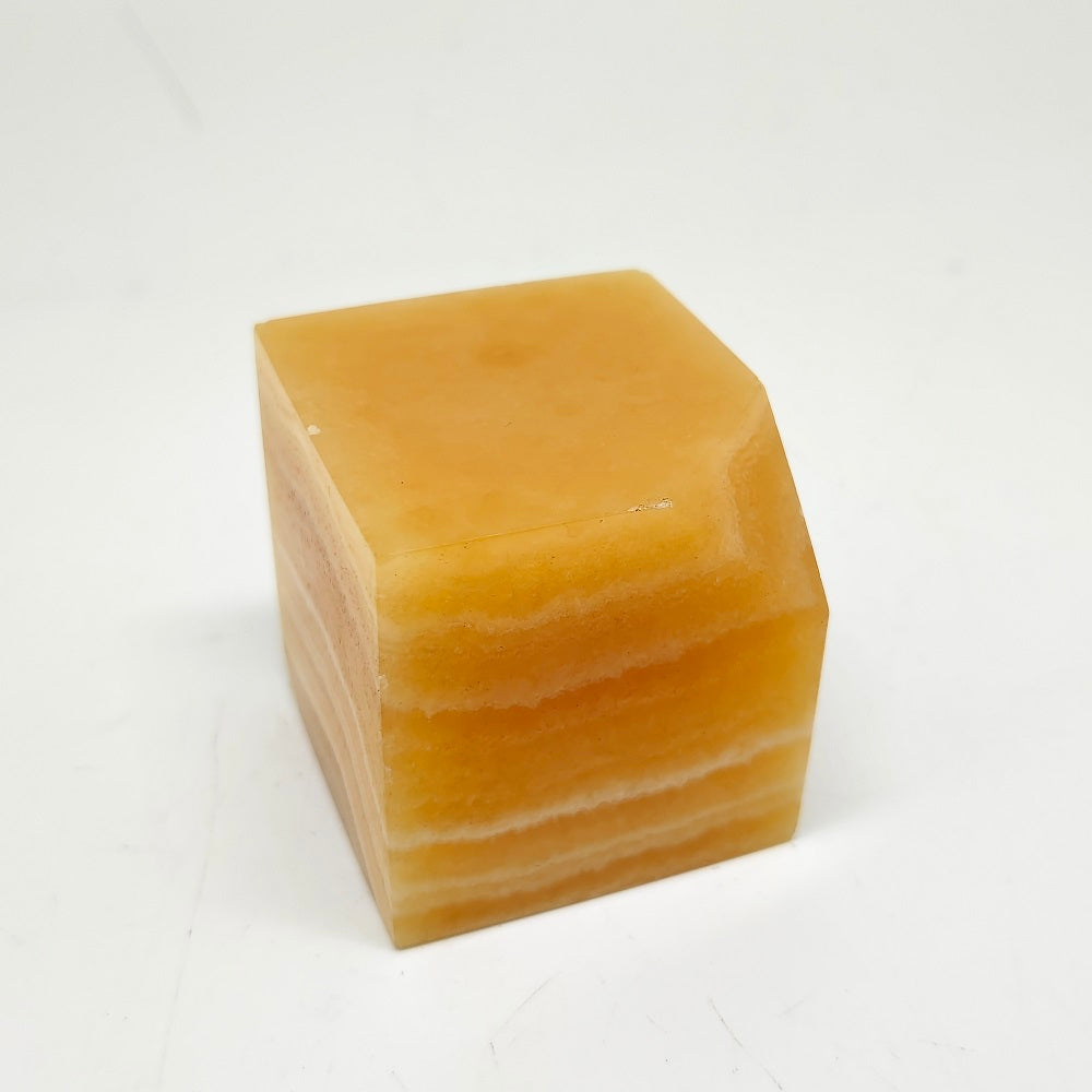 195.5g natural orange calcite square carving ornaments healing