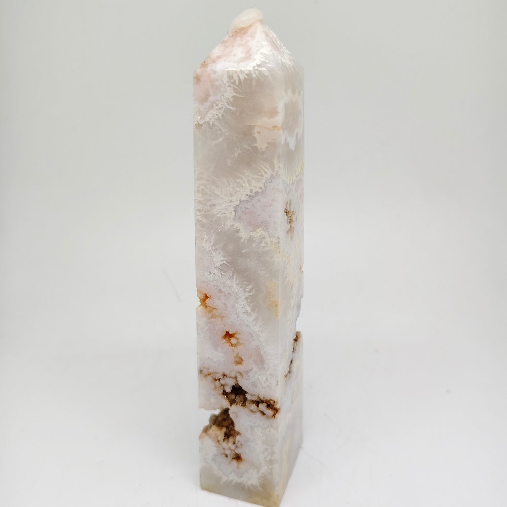 422g natural cherry blossom agate tower ornaments healing