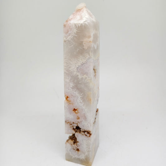 422g natural cherry blossom agate tower ornaments healing