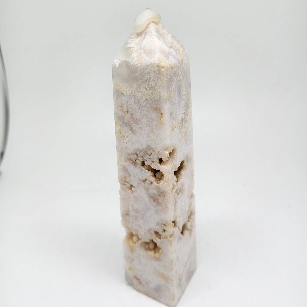 333g natural cherry blossom agate tower ornaments healing