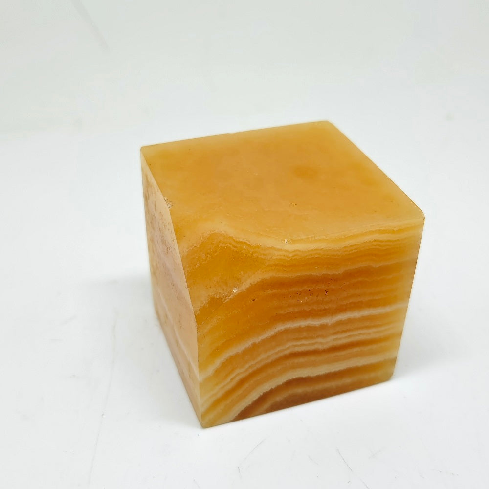 195.5g natural orange calcite square carving ornaments healing