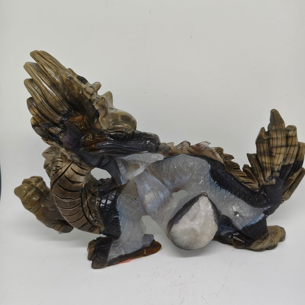 volcanic agate dragon carving ornaments healing 1.85kg