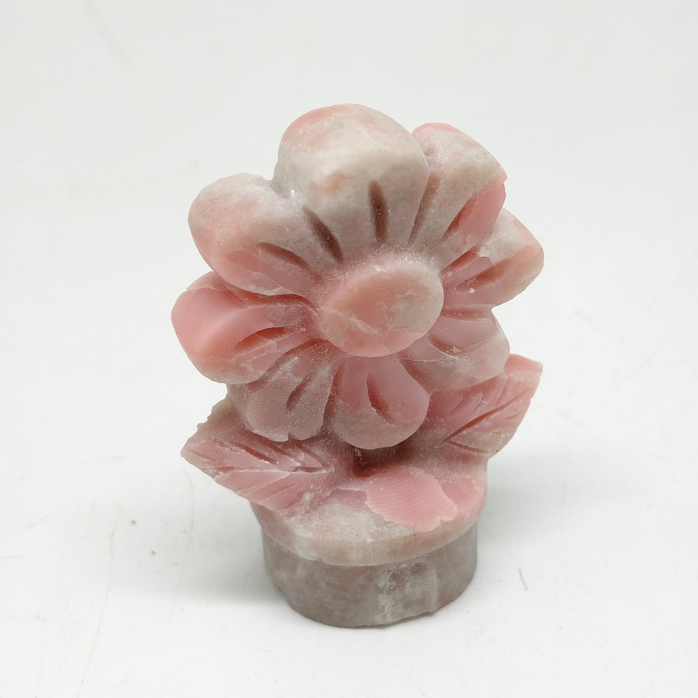 natural pink opal flower carving ornaments healing70.8g
