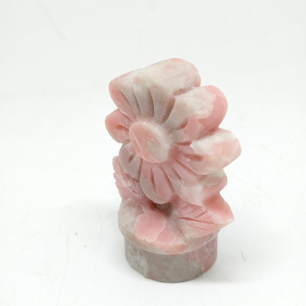 natural pink opal flower carving ornaments healing70.8g