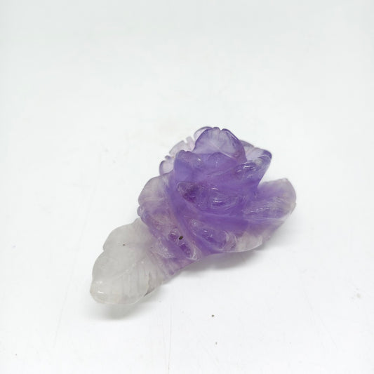 natural amethyst flower carving ornaments healing 67.7g