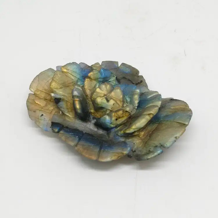 natural labradorite flower carving ornaments healing 61g