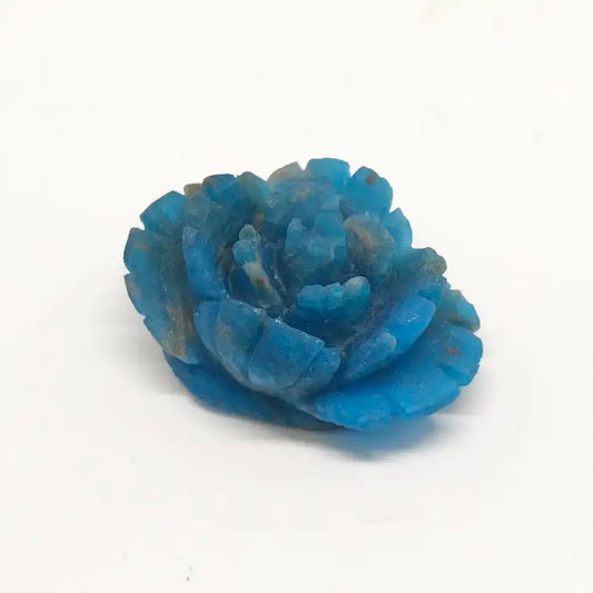 natural blue apatite flower carving ornaments healing 84.2g