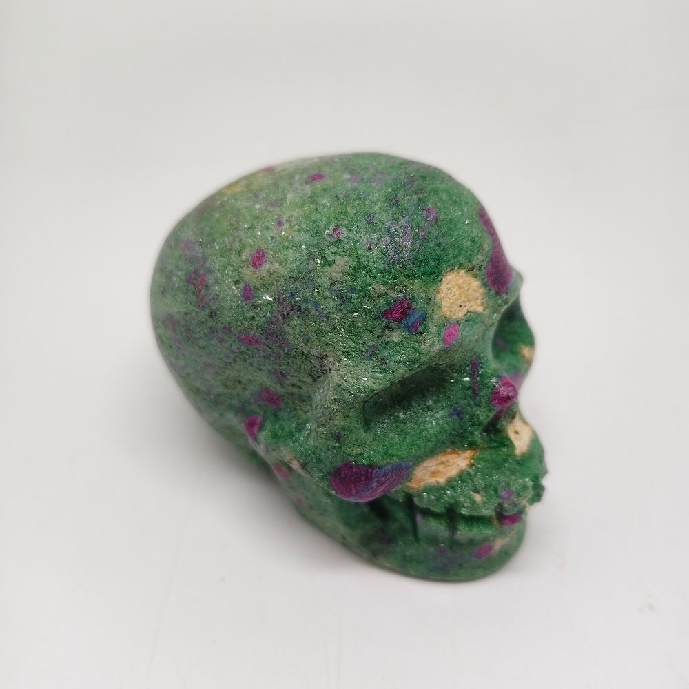 natural ruby in zosite skull carving healing 442g