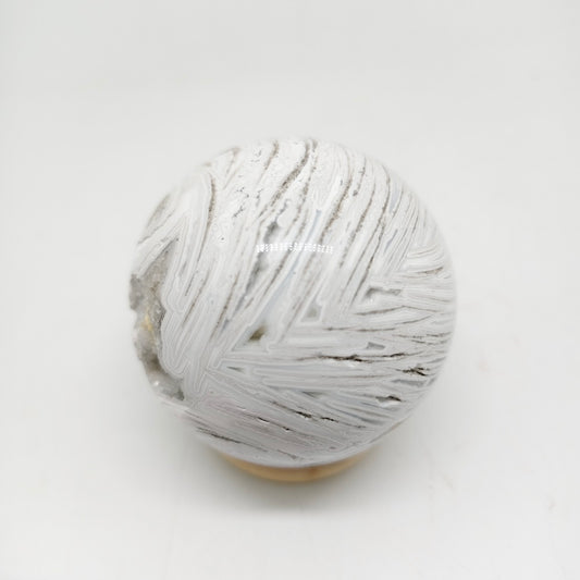 natural Mexican white agate sphere ornaments healing 191g