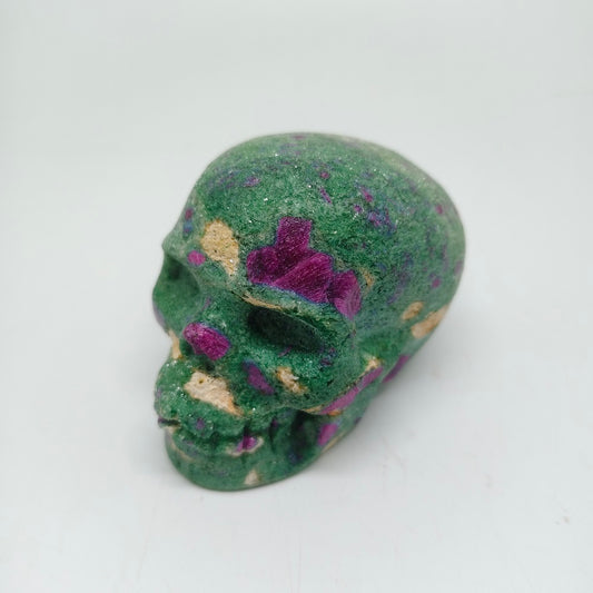 natural ruby in zosite skull carving healing 442g