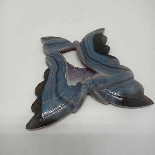 natural agate butterfly carving ornaments healing 255.6g