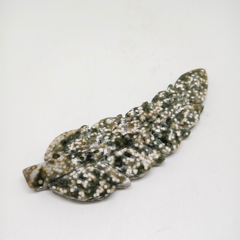 natural ocean jasper leaves carving ornaments healing 119g