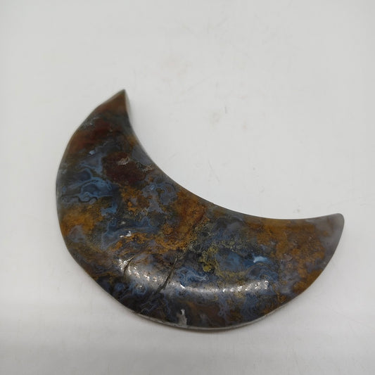natural mossagate moon carving ornaments healing 162g