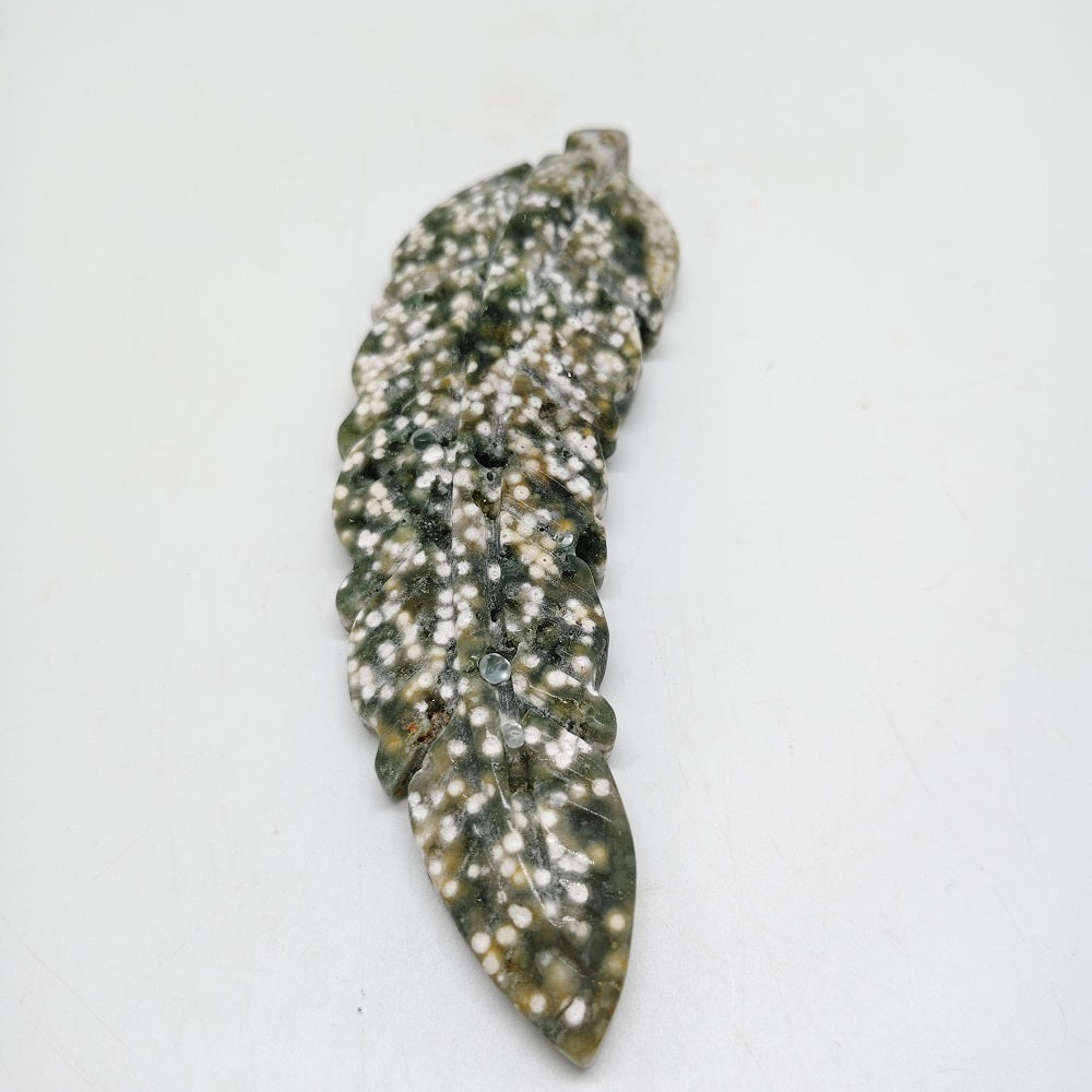natural ocean jasper leaves carving ornaments healing 119g