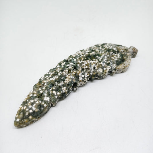natural ocean jasper leaves carving ornaments healing 119g