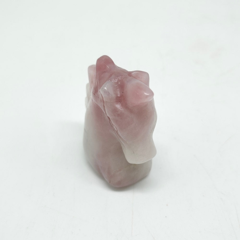 natural purple rose quartz unicorn carving ornaments healing 24.4g