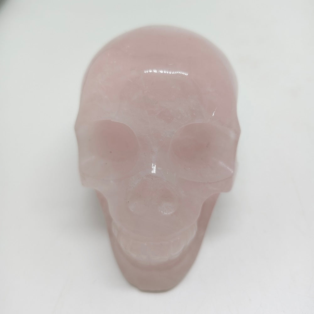 natural rose quartz skull carving ornaments healing 473.9g