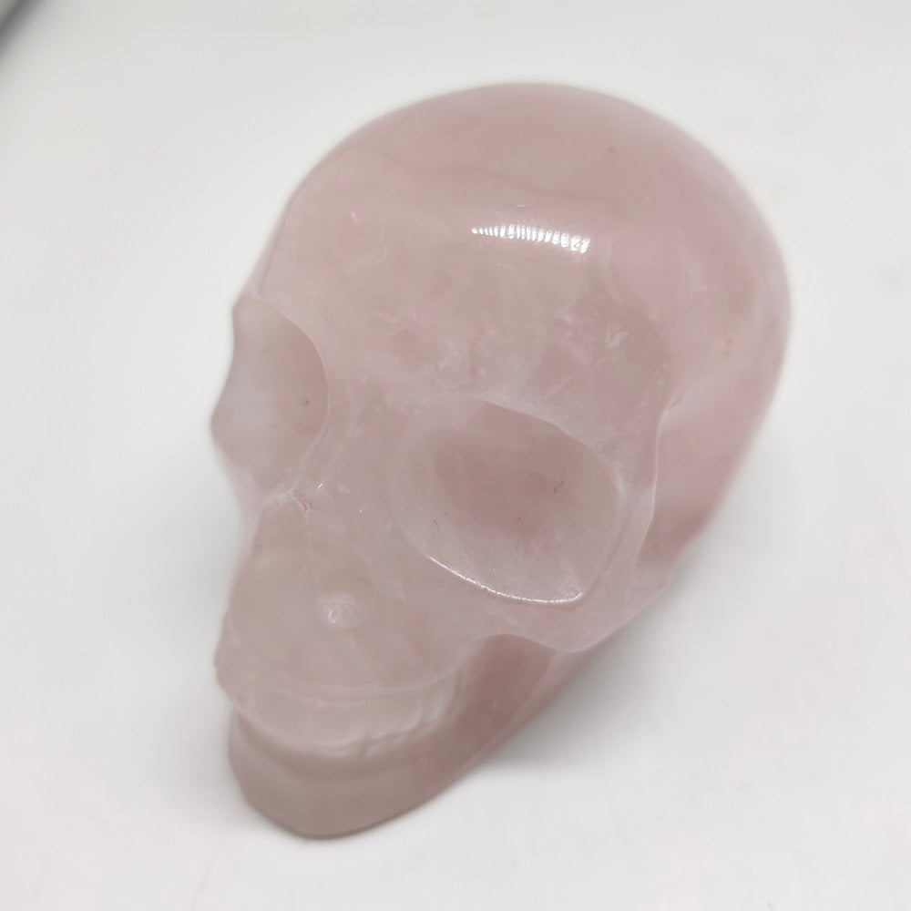 natural rose quartz skull carving ornaments healing 473.9g