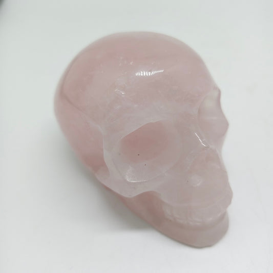 natural rose quartz skull carving ornaments healing 473.9g
