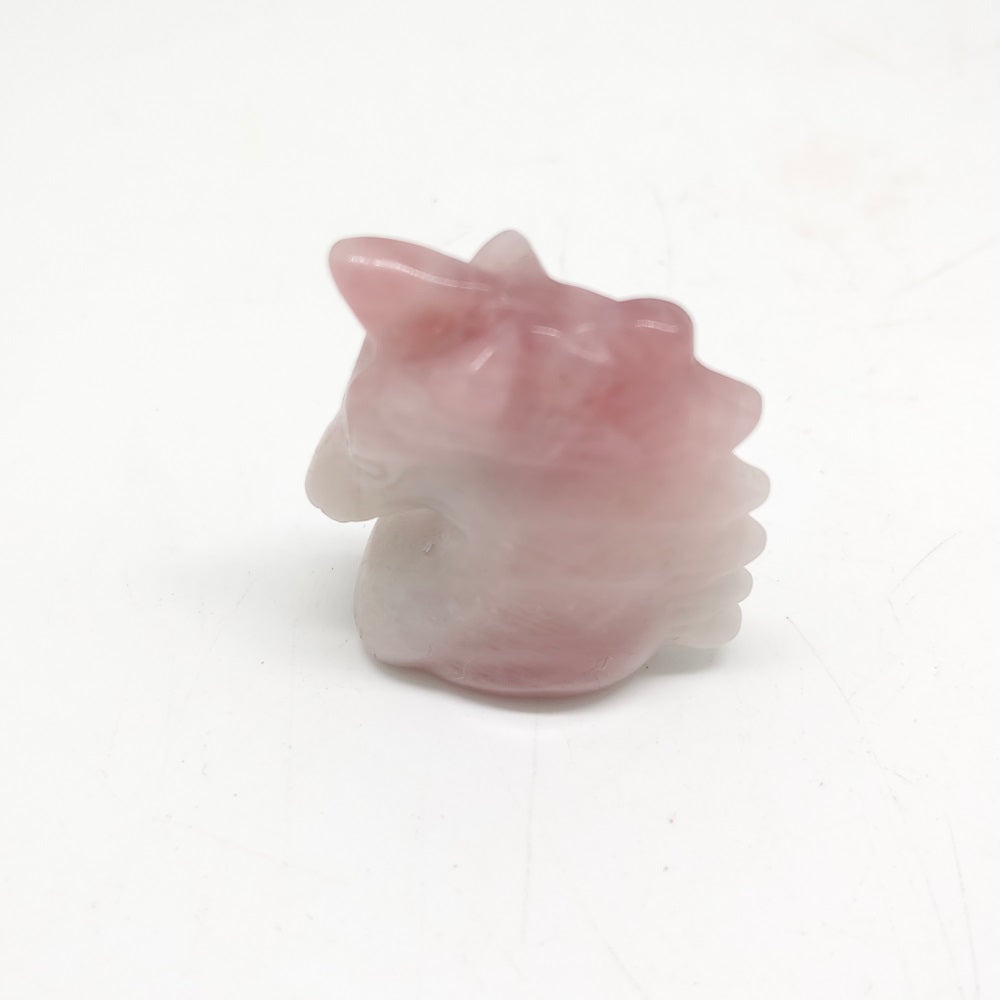 natural purple rose quartz unicorn carving ornaments healing 24.4g