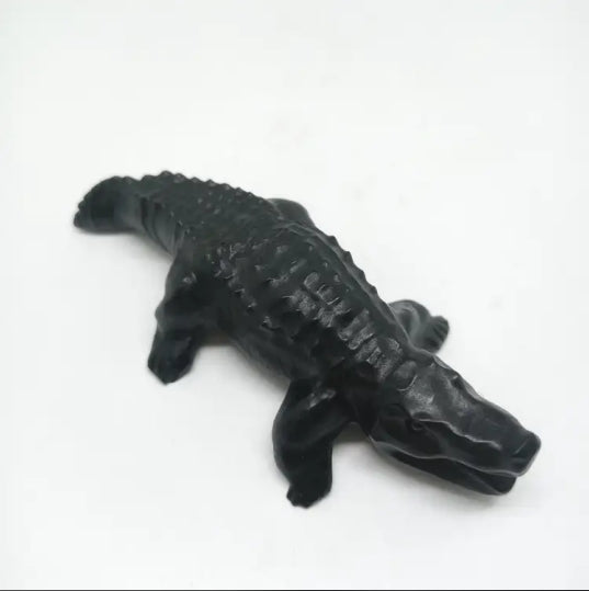 obsidian crocodile carving ornaments healing 180.8g