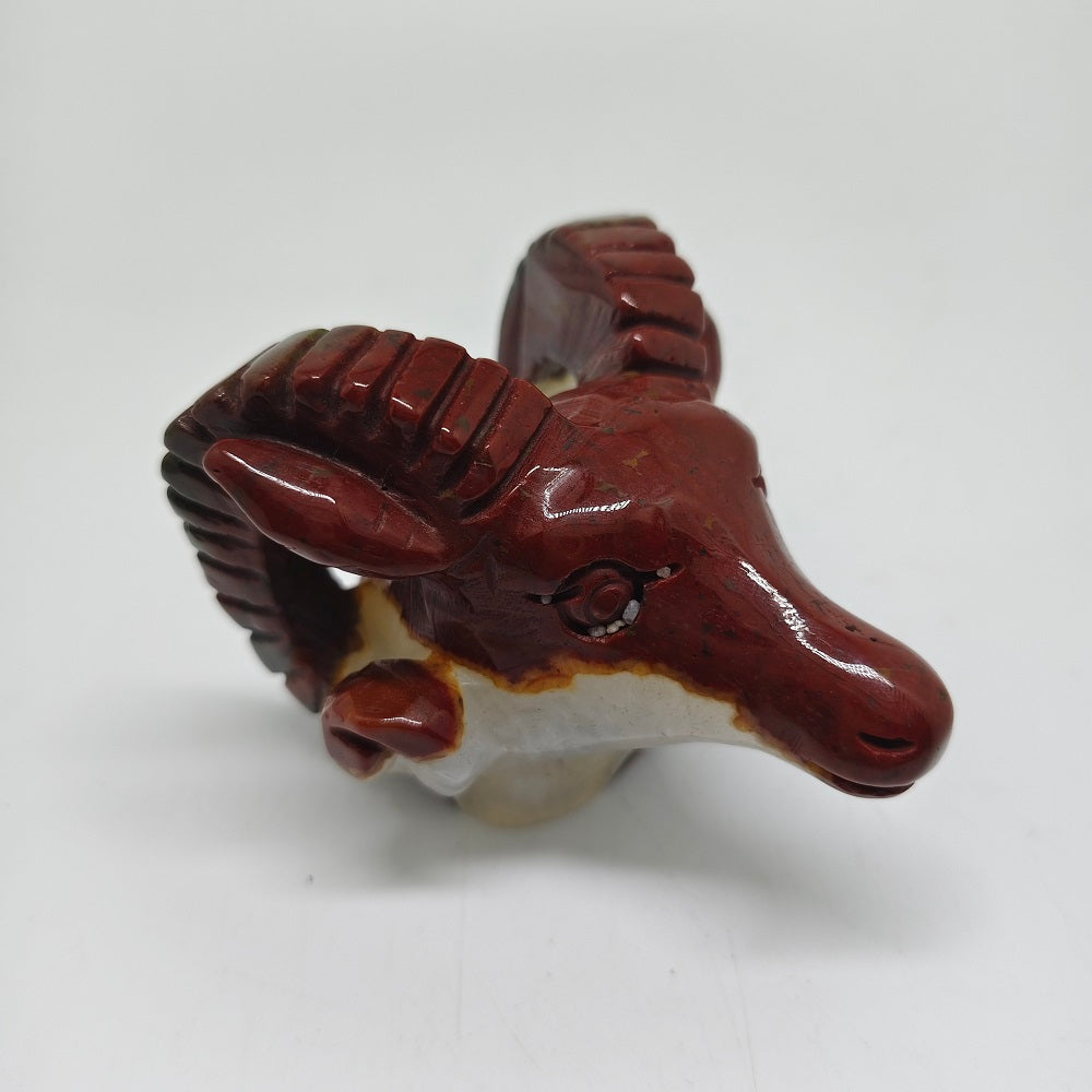 ocean jasper sheep head carving ornaments healing 239.2g