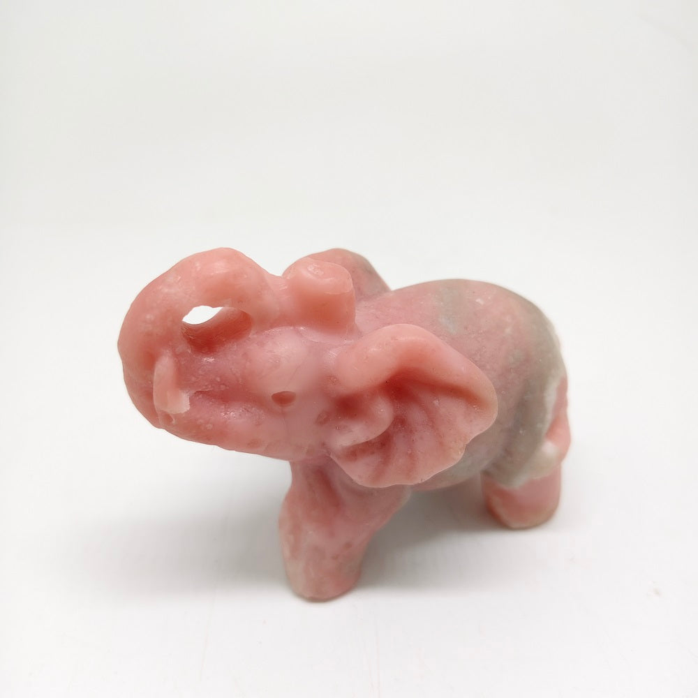 pink opal elephant carving ornaments healing 197.9g