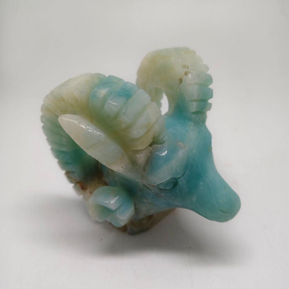 carribean calcite sheep head carving ornaments healing 347g