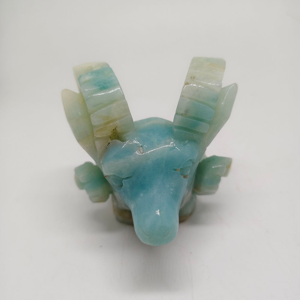 carribean calcite sheep head carving ornaments healing 347g
