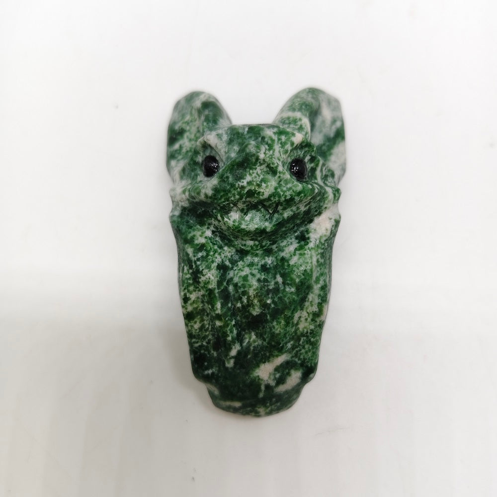 Qinghai green jade bat carving ornaments healing 116.4g