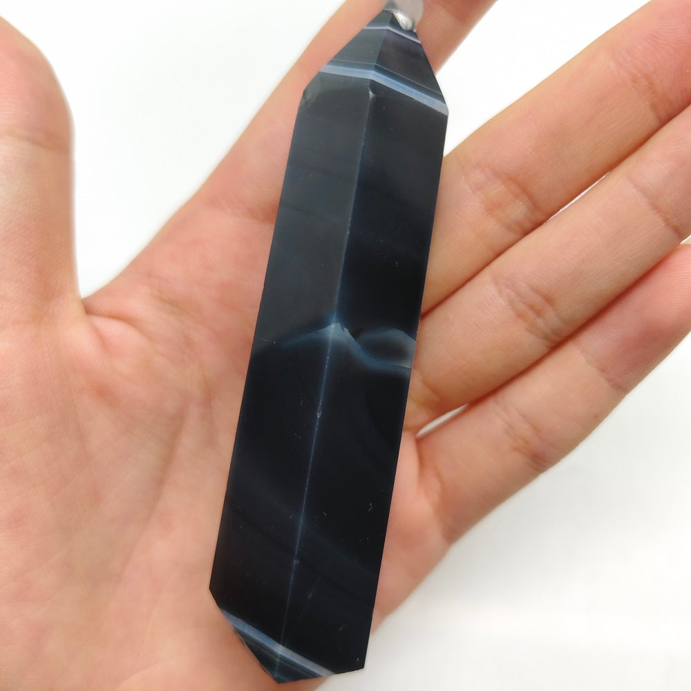 black agate tower ornaments healing 68.3g