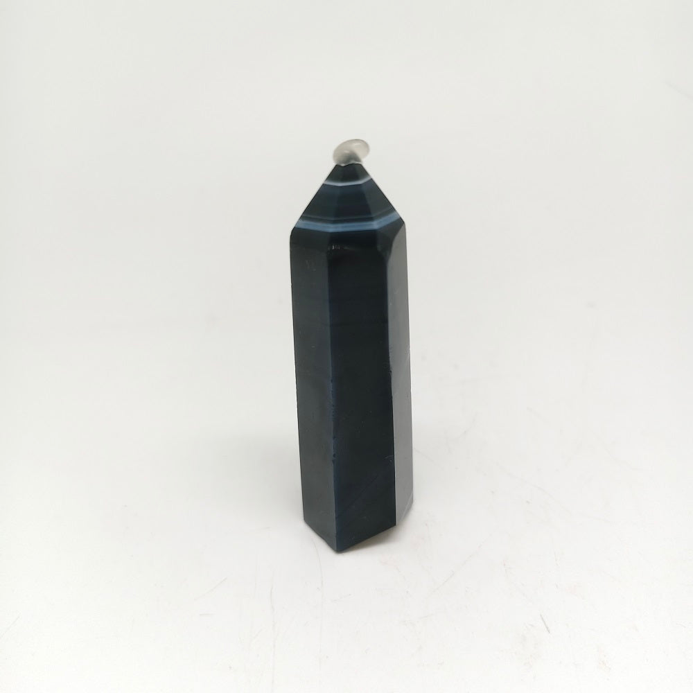 black agate tower ornaments healing 68.3g