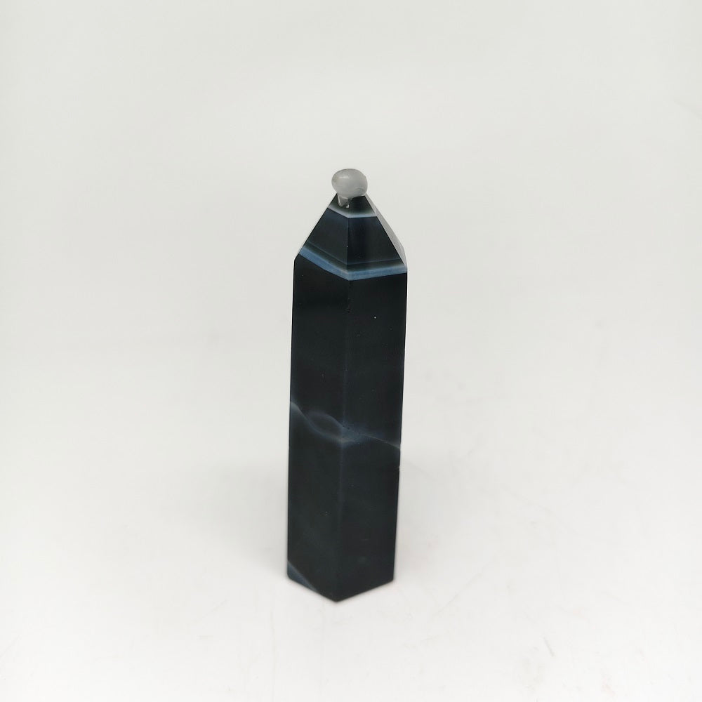 black agate tower ornaments healing 68.3g