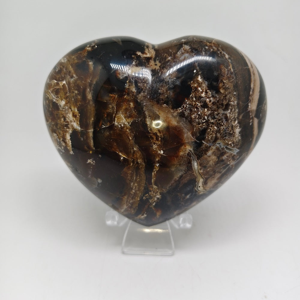chocolate opal heart carving ornaments healing 560.9g