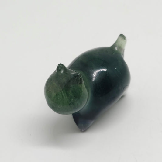 green fluorite cat carving ornaments healing 62.3g