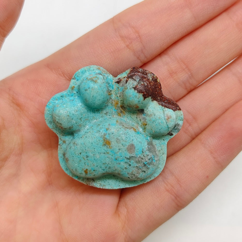 phoenix turquoise cat paw carving ornaments healing 24.7g