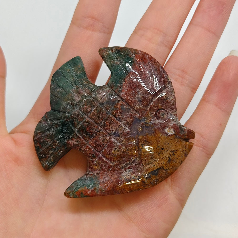 ocean jasper fish carving ornaments healing 46.5g