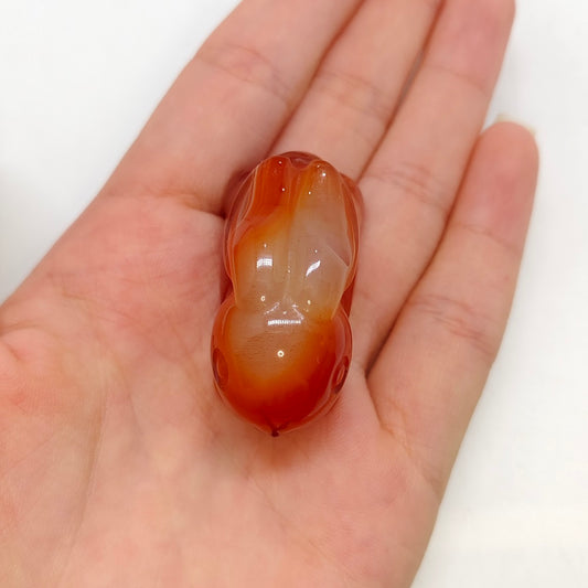 red agate rabbit carving ornaments healing 26.5g