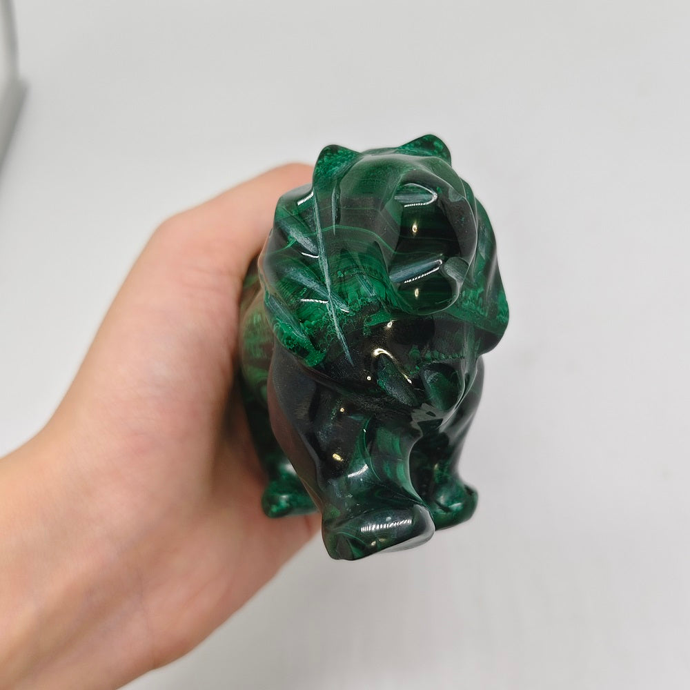 malachite lion carving ornaments healing 350g