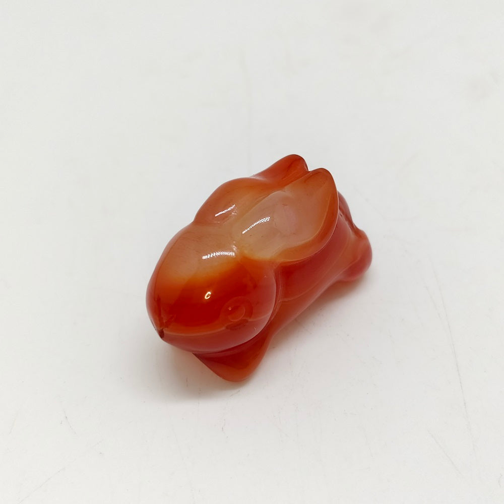 red agate rabbit carving ornaments healing 26.5g