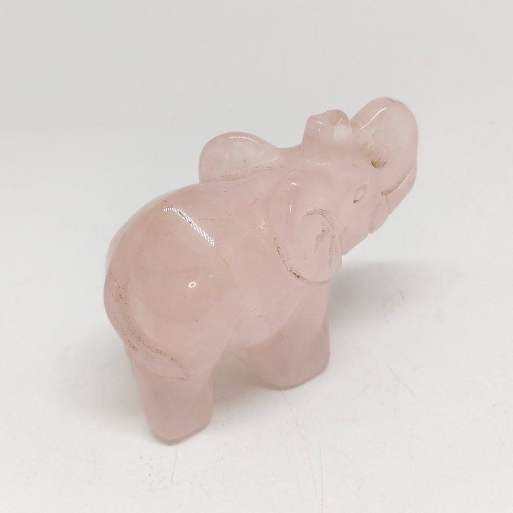 rose quartz elephant carving ornaments healing 180g
