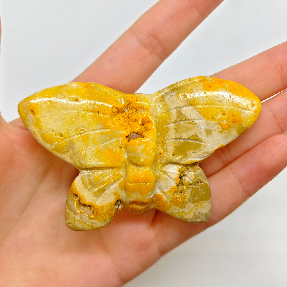 bumble bee jasper butterfly carving ornaments healing 47.3g