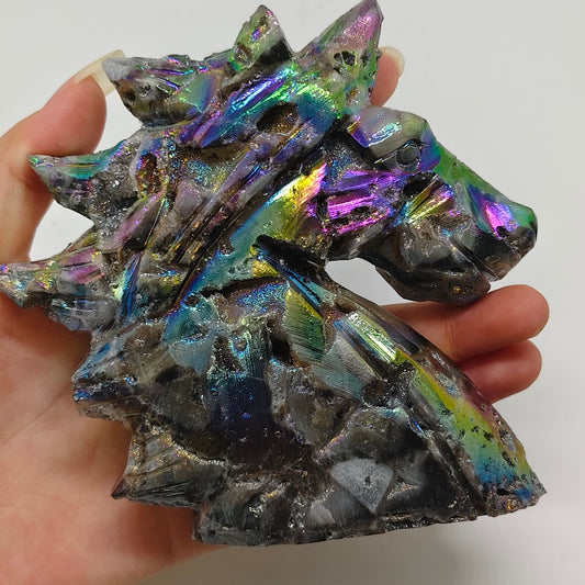 sphalerite unicorn head carving ornaments healing 379.3g