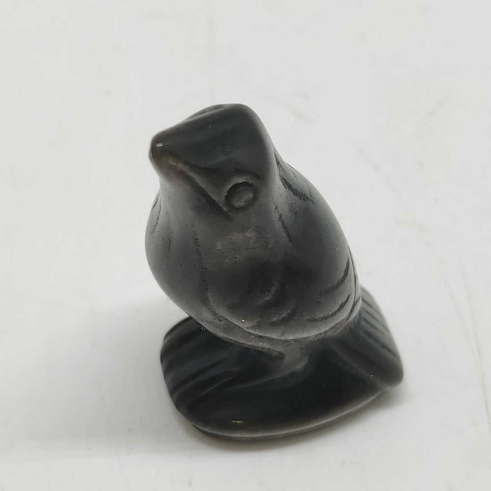 silver obsidian bird carving ornaments healing 24.8g
